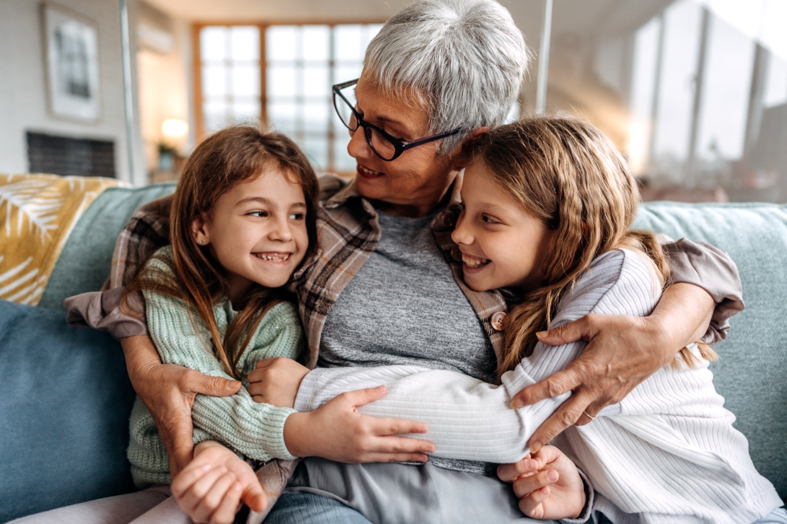 Grandmother enjoying time with grandchildren